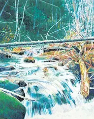 David John More, Untitled - Forest Cascade, 1993, watercolour and pastel on paper