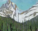 Lawrence Nickle, Beside Vermilion Creek, Kootenay Park, B.C., 1976, oil on wood board