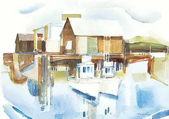 Untitled - Two Little Boats by Franklin Herbert Palmer, watercolour and graphite on paper, sold Sep 2020