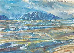 Jack Rigaux, Turtle Mountain in Winter, 1985, watercolour on paper