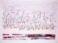 Yolanda Van Dyck, Prairie Beach Silver, acrylic on canvas