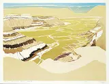 George Weber, Dinosaur Graveyard, Munson, Alberta #23/64, 1957, colour silkscreen on paper