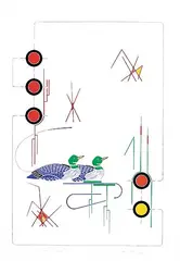 David B. Williams, Loons - Marsh, 1981, gouache on paper