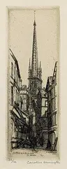Caroline Armington, La Rue de L'Epicerie a Rouen #32/100, 1923, etching on paper