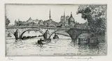 Caroline Armington, Peniches et le Pont Royal, Paris #37/100, 1933, etching on paper