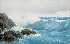 Frederic Marlett Bell-Smith, Coast of Maine, watercolour on paper board