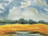 Stanford Earl Blodgett, Untitled - Golden Field, watercolour on paper