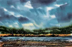 Untitled - Stormy Skies by Stanford Earl Blodgett, watercolour on paper, sold May 2020