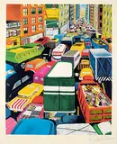 Robert Cenedella, Untitled - Gridlock XV/VC, colour silkscreen on paper