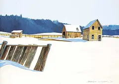 Bruce Cryer, Untitled - Winter Shadows, 1975, acrylic on canvas board