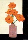 David J. Edwards, Untitled - Orange Blooms, acrylic on paper board