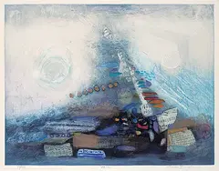 Aria #73/150 by Nissan Engel, colour etching and embossing on paper, sold May 2020