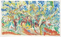 Jamie Evrard, Olive Orchard IV, mixed media and collage on paper
