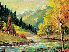 Alec John Garner, Kaslo Creek, B.C., oil on paper board