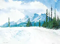 John William Harvie, Spray Valley, watercolour on paper