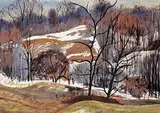 Richard Percival Daniel Hicks, Winter's Retreat, 1956, watercolour on paper
