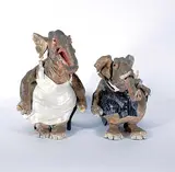 Gwen Hughes, Elephants at the Opera [Pair], 1988, painted ceramic sculptures