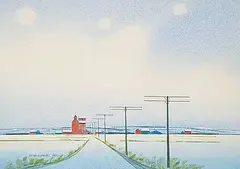 Robert Newton Hurley, Untitled - Road to the Grain Elevators, 1966, watercolour on paper