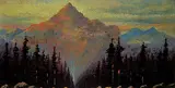 Ernest John Hutchins, Parting Rays on Eagle Peak B.C., oil on paper board