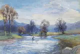 James Kinnear, The Ford of Avendo[Avondhu?], Aberfoyle, watercolour on paper