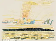 Ernest Friedrich Lindner, Untitled - Emma Lake Sunset, coloured pencil on paper