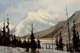 Harold Lloyd Lyon, Mt. Rundle, oil on wood board