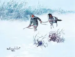 Ken Lonechild, Should Have Stayed Home, 1987, acrylic on canvas