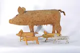 George Markel, Untitled - Sow and Piglets, mixed media wood sculpture