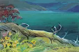 Janet Holly Middleton, Untitled - View of the Lake, 1969, watercolour on paper