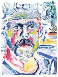 Gabor L. Nagy, Self Portrait with a R.Myren Canvas as Background #2