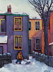 Zsolt Nagy, Cabbagetown Winter, oil on wood board