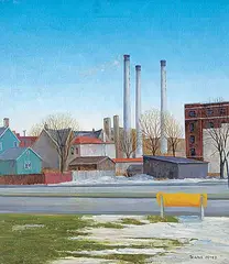 Hans Osted, Bus Stop, oil on canvas