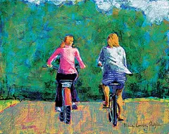 Eleanor Lowden Pidgeon, Bike Ride in the Bay, acrylic on canvas