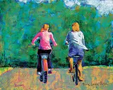 Eleanor Lowden Pidgeon, Bike Ride in the Bay, acrylic on canvas
