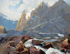 Kay Ratledge, Mt. Biddle, oil on wood board