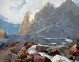 Kay Ratledge, Mt. Biddle, oil on wood board