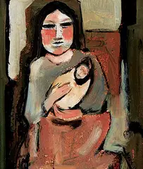 Edith Jean Richards, Mother and Child, 1973, oil on board