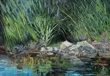 Raymond Sanford, Untitled - River Bank Reflections, 1972, oil on paper board