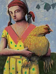 Louise Scott, Chicken, 1980, oil and pastel on paper