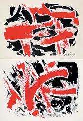 John Everett Secord, Untitled - Red and Black Abstract, acrylic on paper