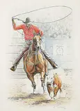 Karen Swearengen, Untitled - Calf Roping, 1987, watercolour, ink and pastel on paper