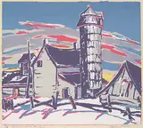 Ella May Walker, Sunrise on the Old Farmstead #3/30, colour silkscreen on paper