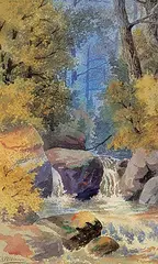 Thomas Harrison Wilkinson, Stream in Forest, watercolour on paper