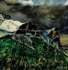 David Zimmerman, On the Way to Fun, mixed media on wood board