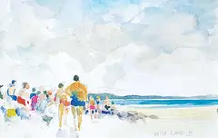 Molly Lamb Bobak, Bathers [Beach], watercolour on paper