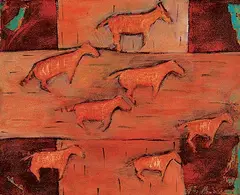 Joane Cardinal-Schubert, Prairie Letter, 1997, acrylic on canvas with handmade frame