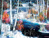 Tinyan Chan, Lake Louise Creek in Winter, oil on canvas