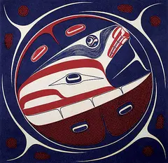 Robert Davidson, Southeast Wind and Foam Woman, 1989, colour silkscreen on canvas