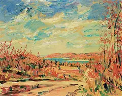 Berthe des Clayes, Untitled - Autumnal Vista, oil on canvas board