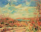 Berthe des Clayes, Untitled - Autumnal Vista, oil on canvas board